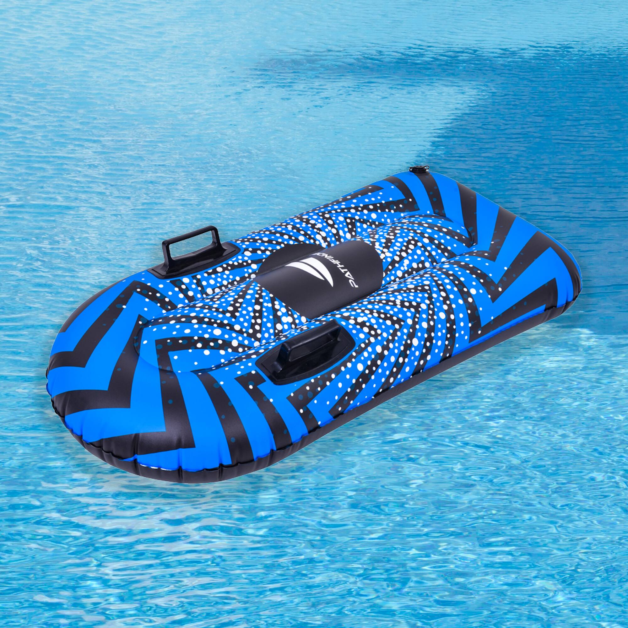 Pool Central 3.2ft. Inflatable Long Black & Blue Ride-On Pool Float & Snow Tube